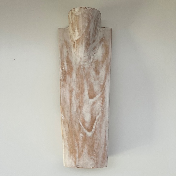 NEW Whitewashed Wooden Necklace Display Bust 15.5" - Picture 6 of 7